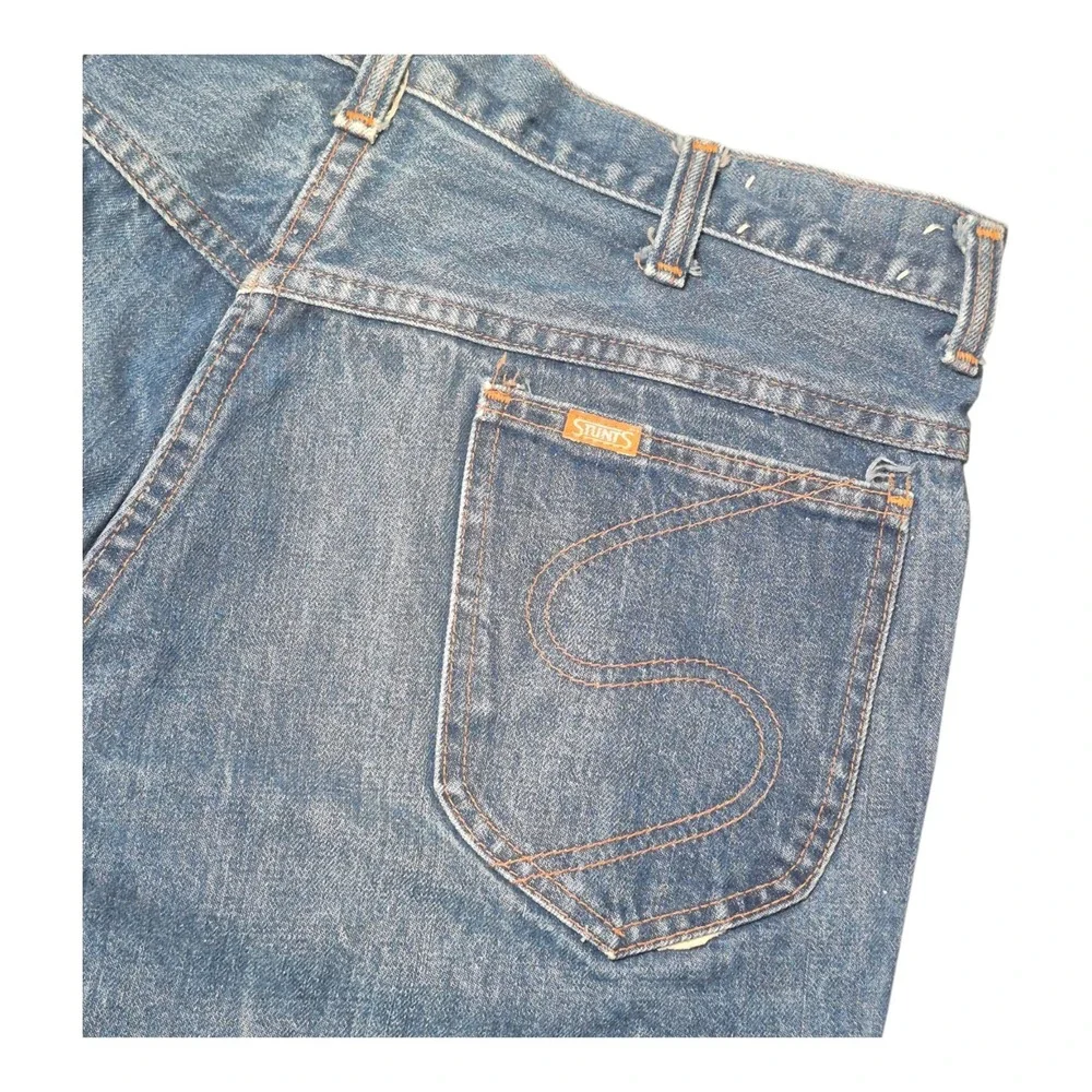 VTG 70s Stunts Men's 34 Flare Bell Bottom Jeans Label 338 Talon Zipper USA